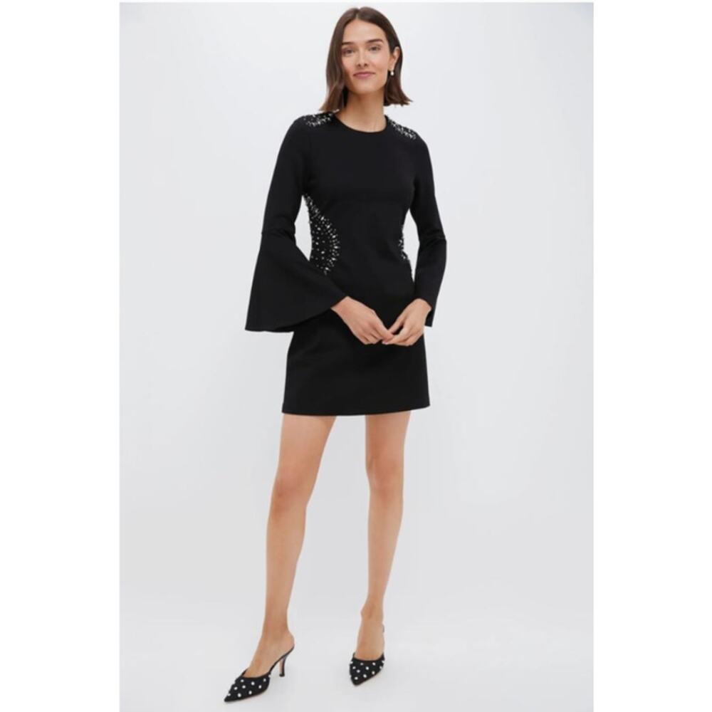 Tuckernuck Black Embellished Farrow Mini Dress Long Bell Sleeves Size XXL